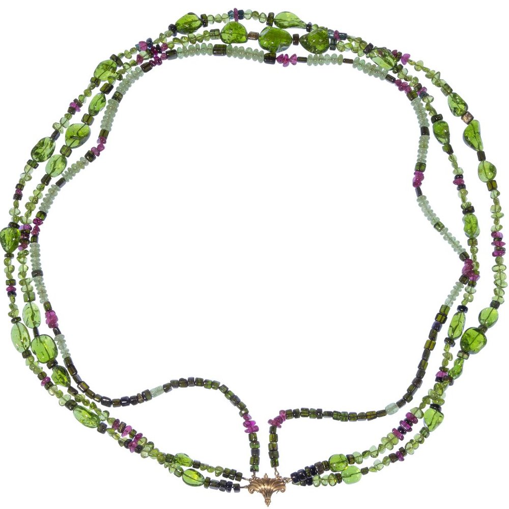 Paula Crevoshay 18k Yellow Gold and Gemstone Necklace